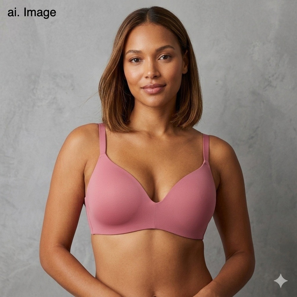 PINK Victoria's Secret Wear Everywhere Wireless Push Up Bra 34D Rose Pink Lounge - Picture 1 of 8